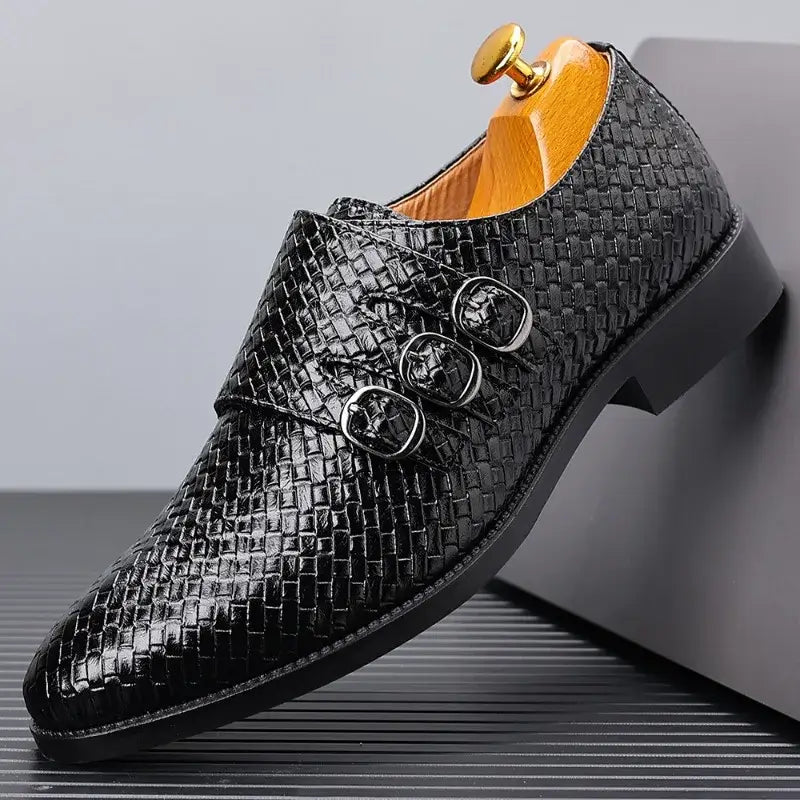 Men’s Knit Leather Dress Shoes – Luxury Formal Oxford Business Shoes