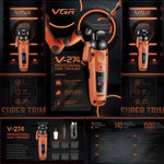 VGR Professional Hair Trimmer V-274 β LED Display Rechargeable Barber Clippers for Men | Precision Grooming & Hair Cutting Machine