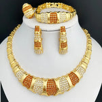 Dubai Jewelry Set for Women – 18K Gold Plated Luxury Necklace, Earrings, Bracelet & Ring | Elegant Wedding & Party Jewelry